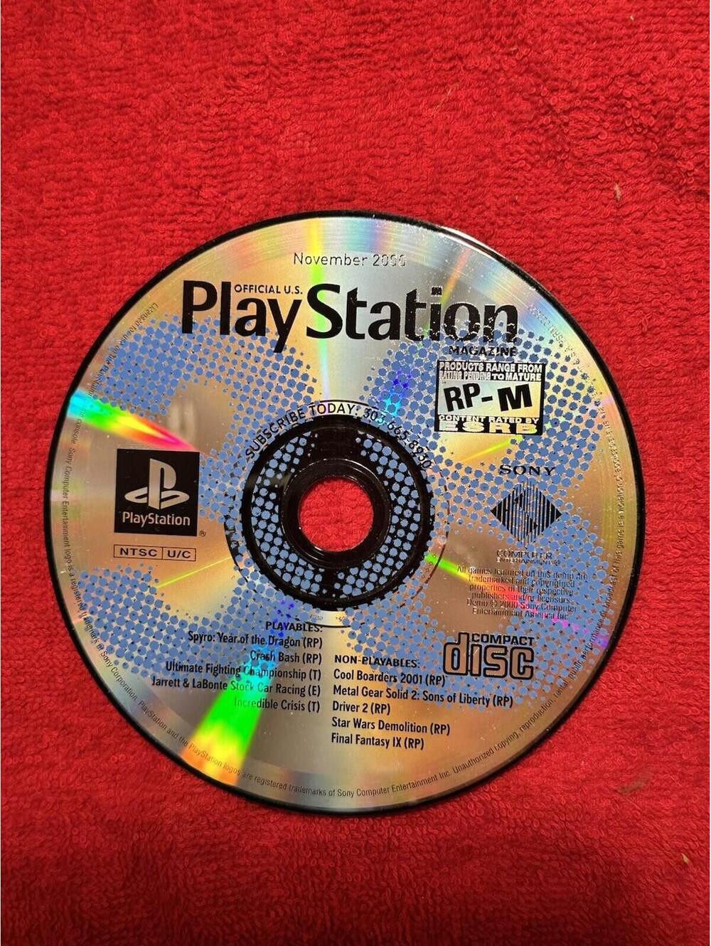Official US Playstation Magazine Demo Disc Only PS1 November 2000 Issue 38 Works